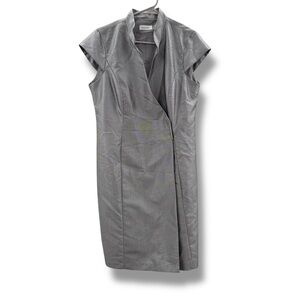 Calvin Klein Gray Wrap Dress Women’s Size 12‎ Cap Sleeve Career Work Office